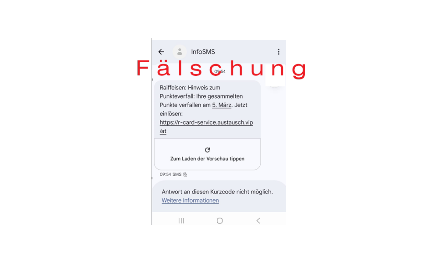 Fälschung message example